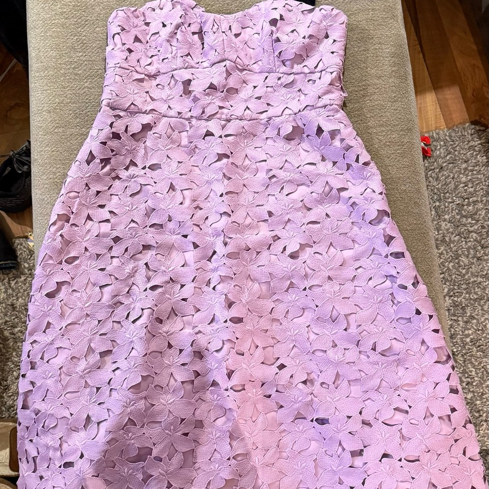 J. Crew Lavender Floral Lace Maxi Dress size 10. - Picture 2 of 4